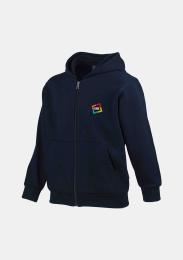 Kinder Kaputzensweatjacke mit Schullogo