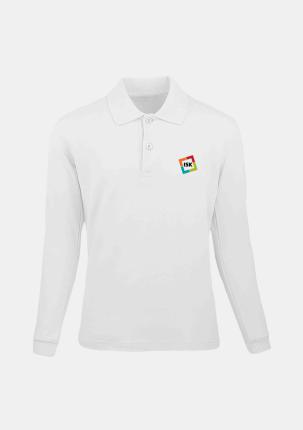 0ISKPO1LA01 - Kinderpolo Langarm Weiss mit Logo