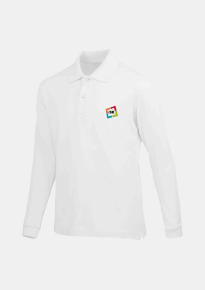 0ISKPO1LA01 - Kinderpolo Langarm Weiss mit Logo